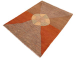 Bohemian Gabbeh Ling Orange/Brown Wool Rug - 6'2'' x 9'3''
