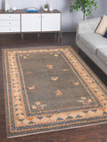 Boho Chic Gabbeh Layla Blue/Orange Wool Rug - 6'0'' x 8'10''