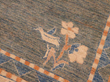 Boho Chic Gabbeh Layla Blue/Orange Wool Rug - 6'0'' x 8'10''