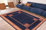 handmade Modern Kotan Blue Beige Hand Knotted Rectangel Hand Knotted 100% Vegetable Dyed wool area rug 6 x 9
