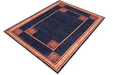 handmade Modern Kotan Blue Beige Hand Knotted Rectangel Hand Knotted 100% Vegetable Dyed wool area rug 6 x 9