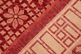 handmade Transitional  Red Tan Hand Knotted RECTANGLE 100% WOOL area rug 6 x 9