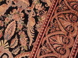 handmade Traditional Kashan Black Gold Hand Knotted RECTANGLE 100% WOOL area rug 6x9