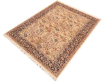 handmade Traditional Irfan Beige Blue Hand Knotted RECTANGLE 100% WOOL area rug 6x9