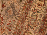 handmade Traditional Tabriz Green Beige Hand Knotted RECTANGLE 100% WOOL area rug 6x9