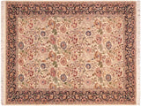 Irfan Pak Persian Ermelind Ivory/Blue Wool Rug - 6'1'' x 9'1''