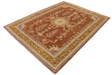 handmade Geometric Kafkaz Chobi Ziegler Brown Gold Hand Knotted RECTANGLE 100% WOOL area rug 8 x 12