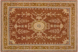 handmade Geometric Kafkaz Chobi Ziegler Brown Gold Hand Knotted RECTANGLE 100% WOOL area rug 8 x 12
