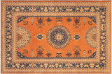 Bohemian Heriz Ziegler Reda Rust Blue Hand-Knotted Rug - 8'3'' x 9'6''