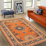 handmade Geometric Kafkaz Chobi Ziegler Rust Blue Hand Knotted RECTANGLE 100% WOOL area rug 8 x 10