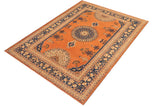 handmade Geometric Kafkaz Chobi Ziegler Rust Blue Hand Knotted RECTANGLE 100% WOOL area rug 8 x 10
