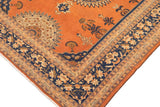 handmade Geometric Kafkaz Chobi Ziegler Rust Blue Hand Knotted RECTANGLE 100% WOOL area rug 8 x 10