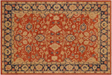 Shabby Chic Ziegler Mirtha Rust Blue Hand-Knotted Wool Rug - 9'5'' x 12'2''