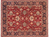handmade Traditional Lahore Red Blue Hand Knotted RECTANGLE 100% WOOL area rug 8x10