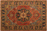 handmade Geometric Kafkaz Chobi Ziegler Rust Blue Hand Knotted RECTANGLE 100% WOOL area rug 4 x 6