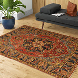 handmade Geometric Kafkaz Chobi Ziegler Rust Blue Hand Knotted RECTANGLE 100% WOOL area rug 4 x 6