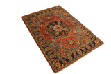 handmade Geometric Kafkaz Chobi Ziegler Rust Blue Hand Knotted RECTANGLE 100% WOOL area rug 4 x 6
