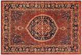 Southwestern Heriz Ziegler Jetta Red Hand-Knotted Rug - 9'3'' x 11'8''