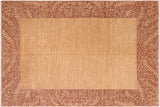Handmade Kafakz Chobi Ziegler Modern Contemporary Tan Brown Hand Knotted Rectangel Hand Knotted 100% Vegetable Dyed wool area rug 8 x 10