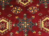 handmade Geometric Sherwan Red Gold Hand Knotted RECTANGLE 100% WOOL area rug 4x6