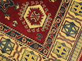 handmade Geometric Sherwan Red Gold Hand Knotted RECTANGLE 100% WOOL area rug 4x6