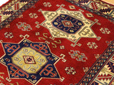 handmade Geometric Sherwan Red Beige Hand Knotted RECTANGLE 100% WOOL area rug 4x6
