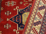 handmade Geometric Sherwan Red Beige Hand Knotted RECTANGLE 100% WOOL area rug 4x6