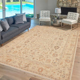 handmade Traditional Kafkaz Chobi Ziegler Beige Brown Hand Knotted RECTANGLE 100% WOOL area rug 9 x 11
