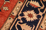 handmade Geometric Kafkaz Chobi Ziegler Rust Blue Hand Knotted RECTANGLE 100% WOOL area rug 10 x 14