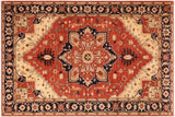 Tribal Heriz Ziegler Francene Rust Blue Hand-Knotted Rug - 9'10'' x 13'10''