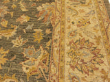 handmade Transitional Kafkaz Lt. Green Tan Hand Knotted RECTANGLE WOOL&SILK area rug 9x12