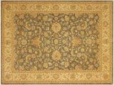 handmade Transitional Kafkaz Lt. Green Tan Hand Knotted RECTANGLE WOOL&SILK area rug 9x12