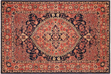 Southwestern Heriz Ziegler Frank Blue Orange Hand-Knotted Rug - 6'3'' x 8'6''
