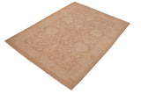 handmade Traditional Lahore Brown Tan Hand Knotted RECTANGLE 100% WOOL area rug 6 x 9