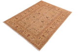 handmade Traditional Kafkaz Chobi Ziegler Gray Gold Hand Knotted RECTANGLE 100% WOOL area rug 6 x 9