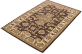 handmade Geometric Kafkaz Chobi Ziegler Brown Ivory Hand Knotted RECTANGLE 100% WOOL area rug 3 x 5