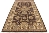 handmade Geometric Kafkaz Chobi Ziegler Brown Ivory Hand Knotted RECTANGLE 100% WOOL area rug 3 x 5