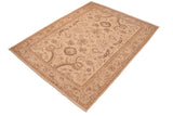 handmade Traditional Kafkaz Chobi Ziegler Tan Brown Hand Knotted RECTANGLE 100% WOOL area rug 6 x 9