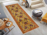 handmade Geometric Super Kazak Gold Red Hand Knotted RUNNER 100% WOOL area rug 3x10