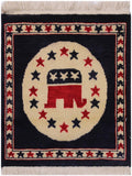 Tribal Bokhara Republic Beige/Blue Wool Rug - 1'6'' x 1'6''