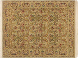 handmade Traditional  Taupe Green Hand Knotted RECTANGLE 100% WOOL area rug 4x6