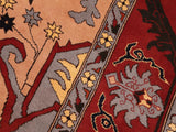 handmade Geometric Kargahi Tan Red Hand Knotted RECTANGLE 100% WOOL area rug 7x9
