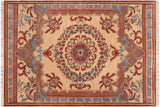 handmade Geometric Kafkaz Chobi Ziegler Beige Rust Hand Knotted RECTANGLE 100% WOOL area rug 6 x 9