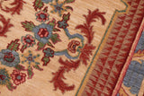 handmade Geometric Kafkaz Chobi Ziegler Beige Rust Hand Knotted RECTANGLE 100% WOOL area rug 6 x 9