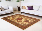 handmade Geometric Super Kazak Beige Rust Hand Knotted RECTANGLE 100% WOOL area rug 6x8