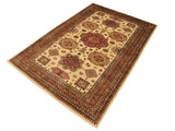 handmade Geometric Super Kazak Beige Rust Hand Knotted RECTANGLE 100% WOOL area rug 6x8