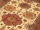 handmade Geometric Super Kazak Beige Rust Hand Knotted RECTANGLE 100% WOOL area rug 6x8