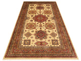 handmade Geometric Super Kazak Beige Rust Hand Knotted RECTANGLE 100% WOOL area rug 6x8
