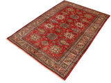 handmade Geometric Super Kazak Red Tan Hand Knotted RECTANGLE 100% WOOL area rug 5x7