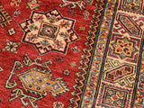handmade Geometric Super Kazak Red Tan Hand Knotted RECTANGLE 100% WOOL area rug 5x7